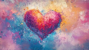 梦幻色彩爱心艺术画作