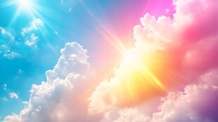 梦幻天空中的绚丽阳光