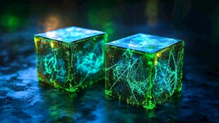 发光绿纹透明立方体