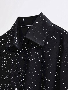 星星印花黑色衬衫
