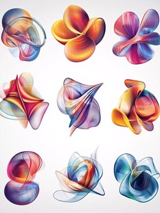 抽象多彩流动艺术形状集合