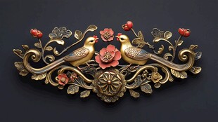 金饰花鸟浮雕精美工艺品
