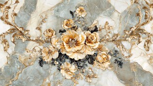 奢华大理石花卉装饰图案