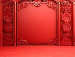中式红墙古典装饰背景