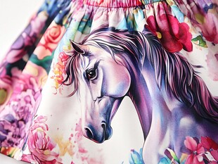 花卉骏马图案时尚短裙