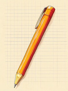 橙色钢笔置于方格纸上