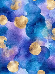 蓝紫金水彩抽象图案背景