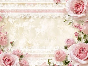 粉色玫瑰蕾丝浪漫背景图