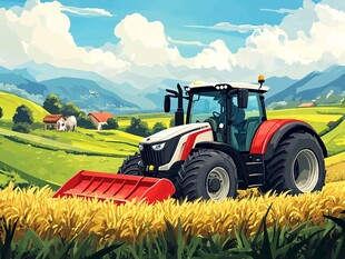 田野中的拖拉机