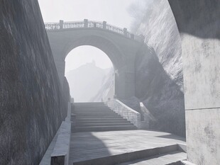 古城门洞下的石阶通道