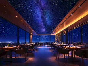 星空下的浪漫餐厅夜景