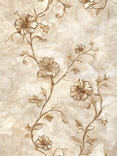 米金色花卉纹理瓷砖图案