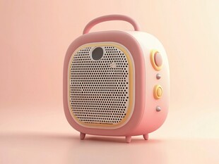 复古粉色便携式收音机