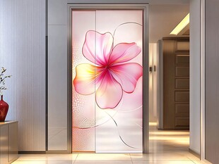 花朵图案玻璃门装饰