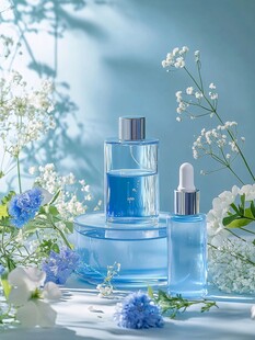 清新蓝调护肤美妆静物组图