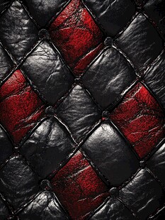 黑红菱格纹皮革纹理特写