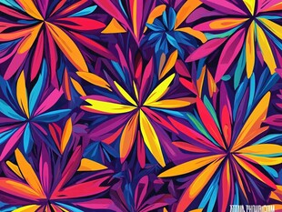 炫彩几何花朵无缝图案