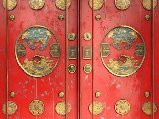 中式红门的古典铜饰之美