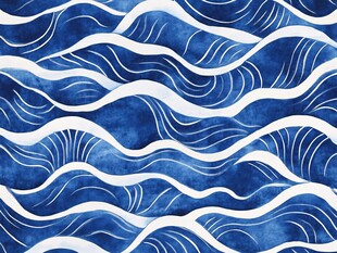 蓝白波浪纹理无缝图案