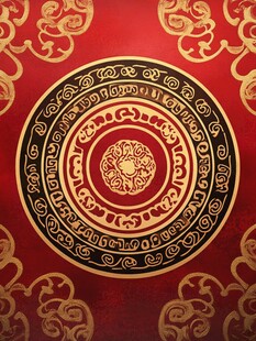 中式传统红色金色花纹图案