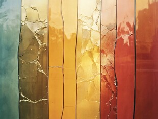 彩色裂纹玻璃的视觉盛宴