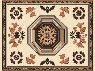 古典花卉几何图案地毯设计