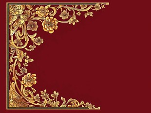 中式红底金花纹角隅图案