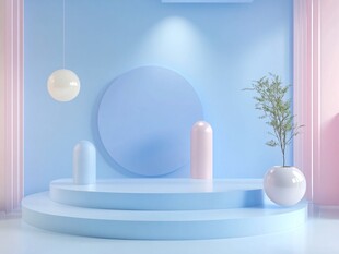 梦幻蓝粉场景展示台