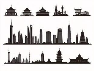 中国城市与古建筑天际线