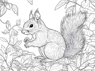 松鼠于枝叶间进食画面