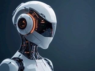 未来感机器人头部特写