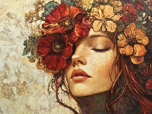 花饰少女的梦幻容颜