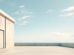 空旷露台与蓝天白云景致