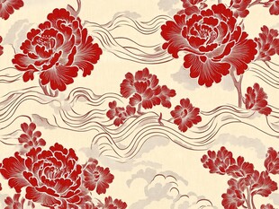 中式牡丹云纹复古花纹图案