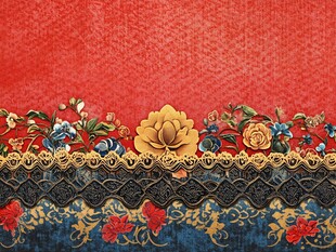 中式刺绣花卉纹理背景图