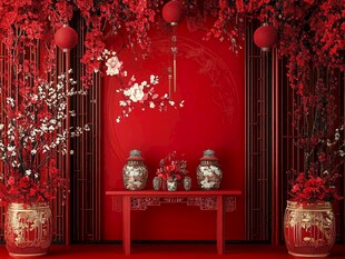中式红韵传统装饰场景