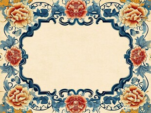 中式花卉边框复古装饰图