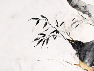 水墨竹枝 大理石背景意境图