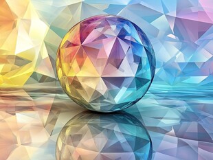 多彩多边形球体与背景反射