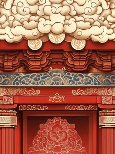 中式古典建筑屋檐装饰图案