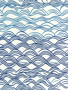 蓝白波浪纹无缝图案设计