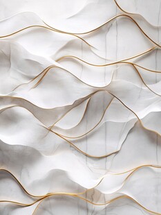 白色立体波浪金边纹理图案