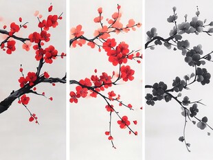 三色梅花图