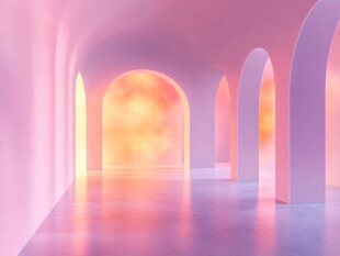 梦幻拱形通道光影场景