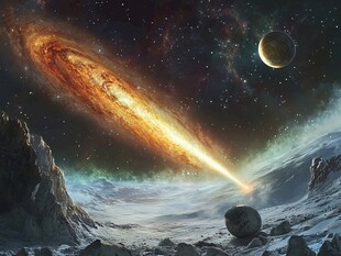 宇宙奇景 流星划过神秘星球