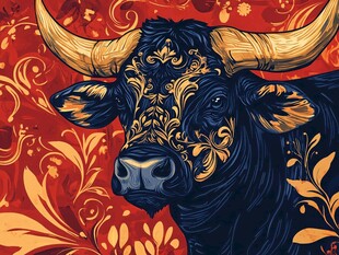 牛年图腾 华丽装饰风牛像