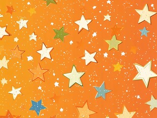 橙色背景多彩星星图案
