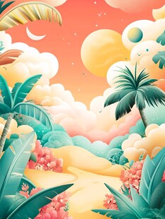 梦幻热带风光插画