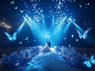 梦幻蓝调蝴蝶婚礼浪漫场景