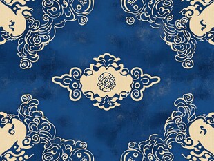 蓝色中式古典花纹图案